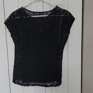 Ralph Lauren Black Lace Blouse S